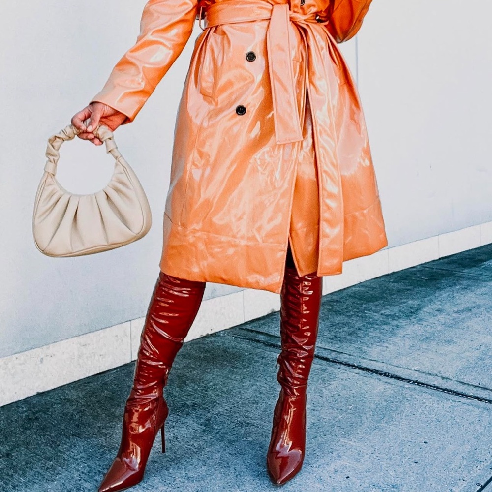 Steve Madden Brown Patent Leather Thigh Boots
